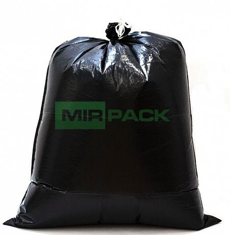 Мешки для мусора с завязками 180 литров, 85x110 см, 10 штук, ПВД+ПНД 3-х слойные черные 35 мкм для тяжелых и острых отходов прямое дно + ленты для затягивания - Вид 3