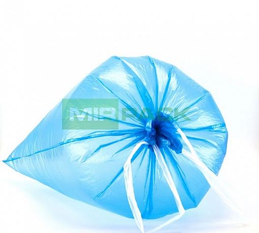 Пакеты для мусора с завязками 35л, 18 мкм, 15 шт, ПНД, синие, с ручками - Вид 3